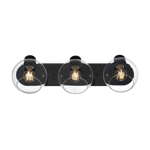 Westinghouse Hyson 3 Light Wall Light, Matte Black/Clear Glass - 6127900