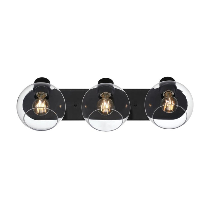 Westinghouse Hyson 3 Light Wall Light, Matte Black/Clear Glass - 6127900
