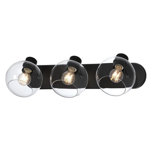 Westinghouse Hyson 3 Light Wall Light, Matte Black/Clear Glass