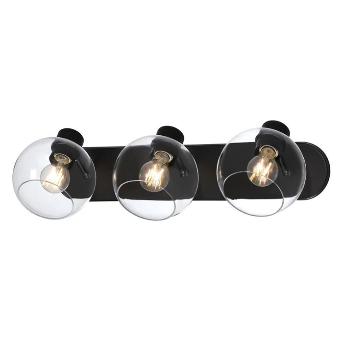 Westinghouse Hyson 3 Light Wall Light, Matte Black/Clear Glass
