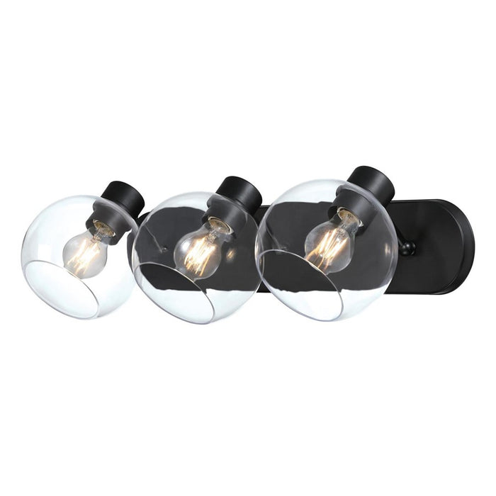 Westinghouse Hyson 3 Light Wall Light, Matte Black/Clear Glass