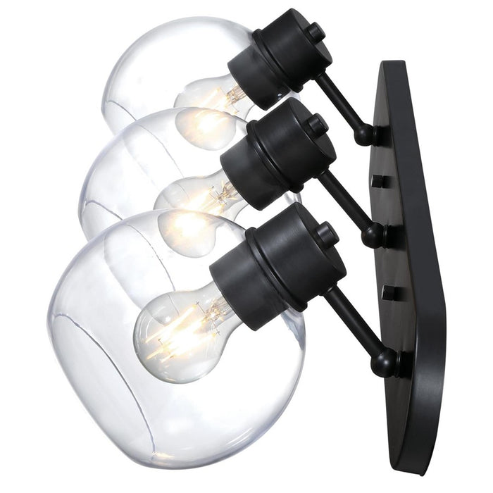 Westinghouse Hyson 3 Light Wall Light, Matte Black/Clear Glass