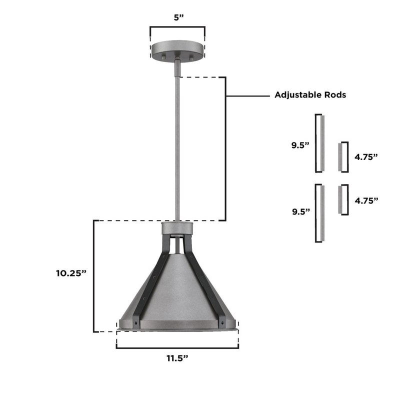 Westinghouse Pennsauken 1Lt Pendant, Steel with Iron Accent/Metal