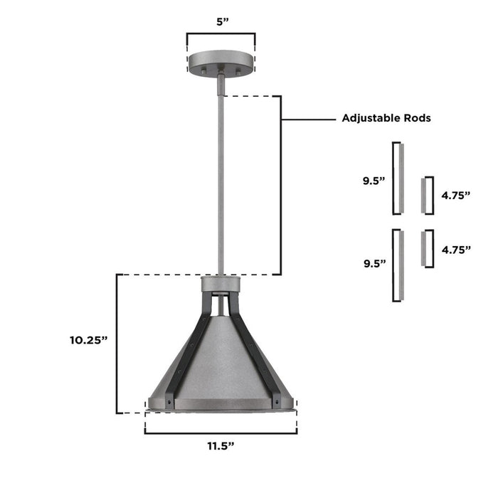 Westinghouse Pennsauken 1Lt Pendant, Steel with Iron Accent/Metal