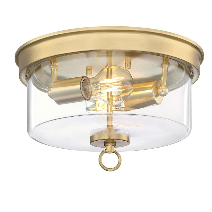 Westinghouse Lebanon 2 Light Flush, Champagne Brass/Clear Glass - 6128600