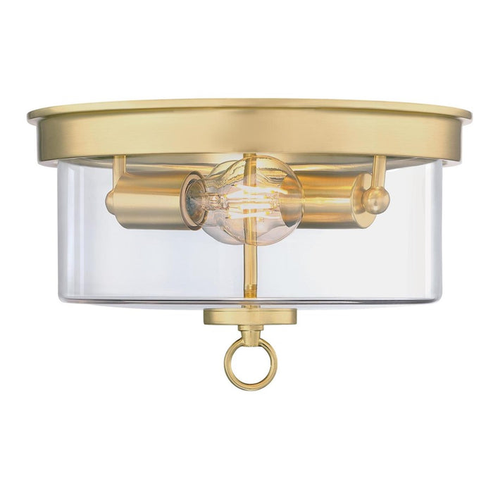 Westinghouse Lebanon 2 Light Flush, Champagne Brass/Clear Glass
