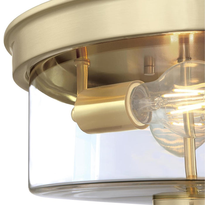 Westinghouse Lebanon 2 Light Flush, Champagne Brass/Clear Glass