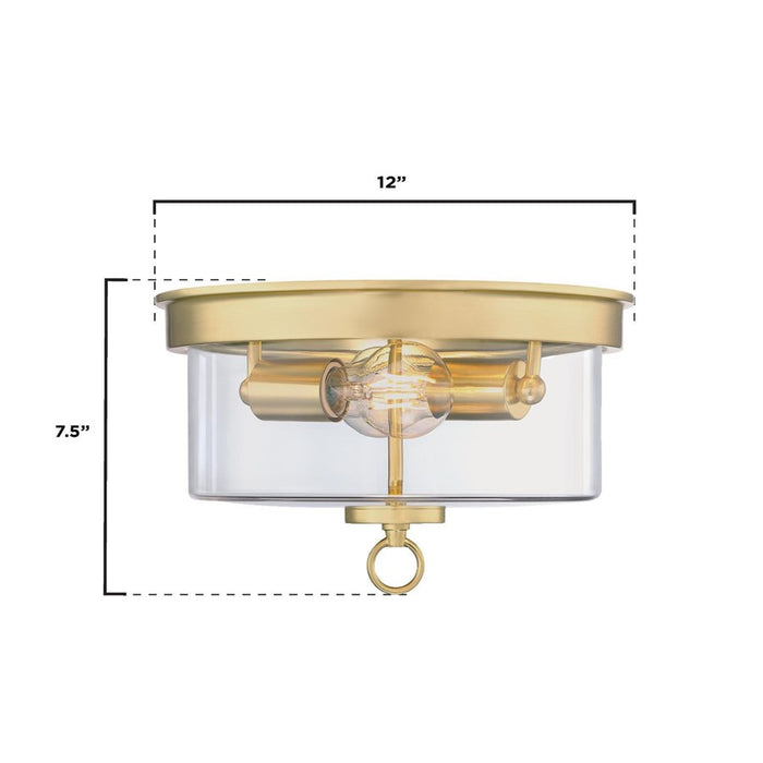 Westinghouse Lebanon 2 Light Flush, Champagne Brass/Clear Glass