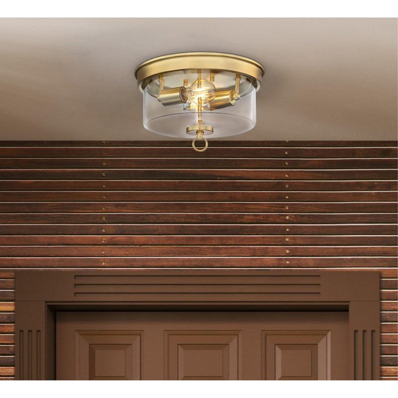 Westinghouse Lebanon 2 Light Flush, Champagne Brass/Clear Glass