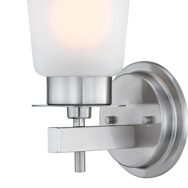 Westinghouse Reynaldo 1 Light Wall Light, Brushed Nickel/Frosted Glass