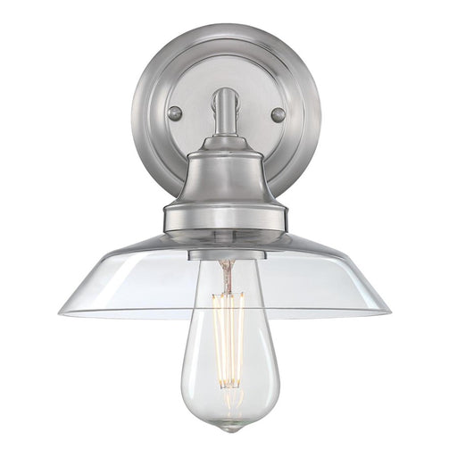 Westinghouse Iron Hill 1 Light Wall Light, Brushed Nickel/Clear Glass
