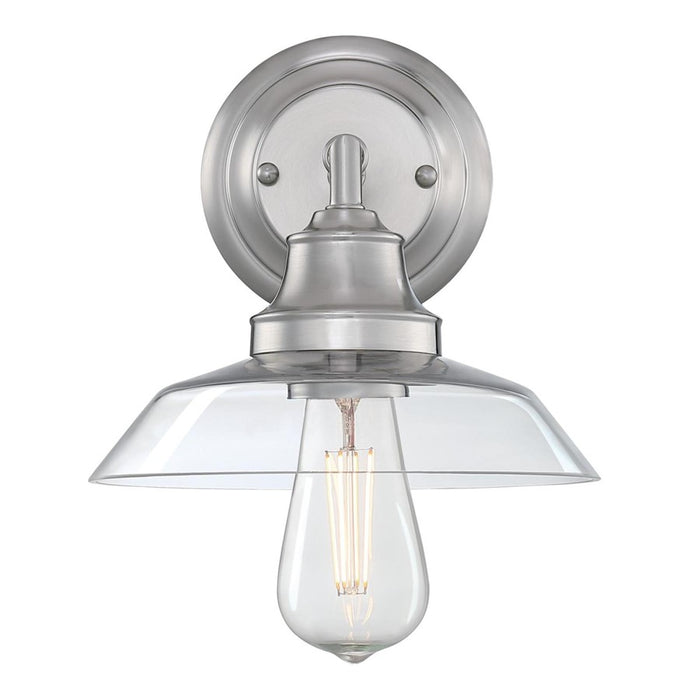 Westinghouse Iron Hill 1 Light Wall Light, Brushed Nickel/Clear Glass