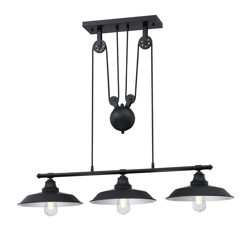 Westinghouse Iron Hill 40in 3-Light Pendant | Vintage Industrial Matte Black | Kitchen Island & Dining Room | 40 x 12 x 32 in | Model 6129400
