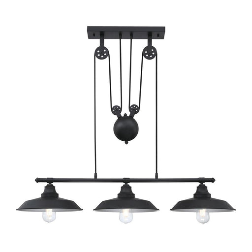 Westinghouse Iron Hill 3 Light Pendant, Matte Black/Metal Shades