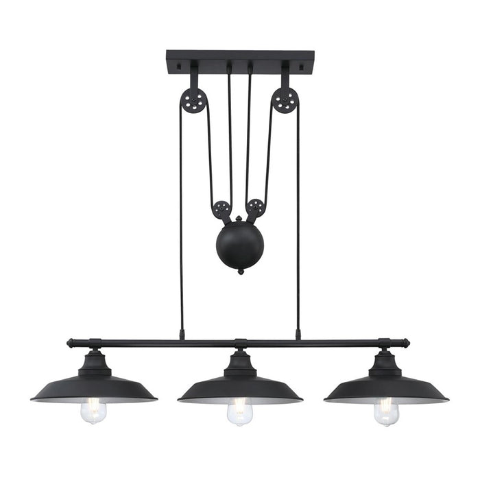 Westinghouse Iron Hill 3 Light Pendant, Matte Black/Metal Shades