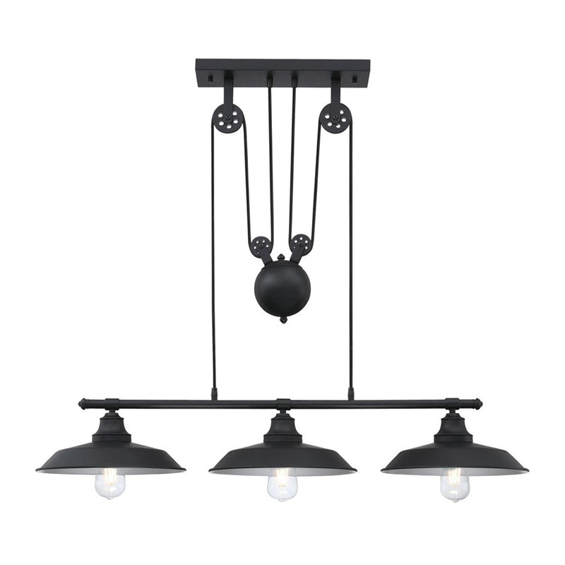 Westinghouse Iron Hill 40in 3-Light Pendant | Vintage Industrial Matte Black | Kitchen Island & Dining Room | 40 x 12 x 32 in | Model 6129400