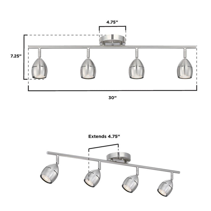 Westinghouse Borgata 4 Light Flush, Brushed Nickel/Metal Shades