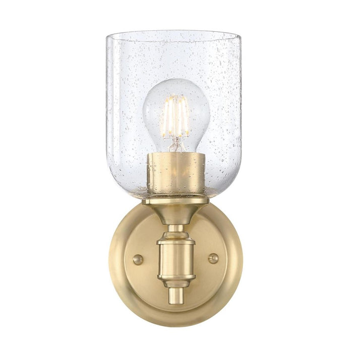 Westinghouse Basset 1 Light Wall Light, Champagne Brass/Clear Seeded