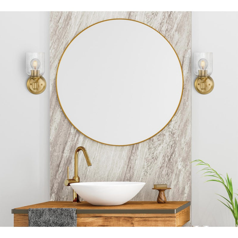 Westinghouse Basset 10in 1-Light Wall Sconce | Champagne Brass and Clear Seeded Glass | Bathroom & Hallway Accent | 5 x 6 x 10 in | Model 6129600