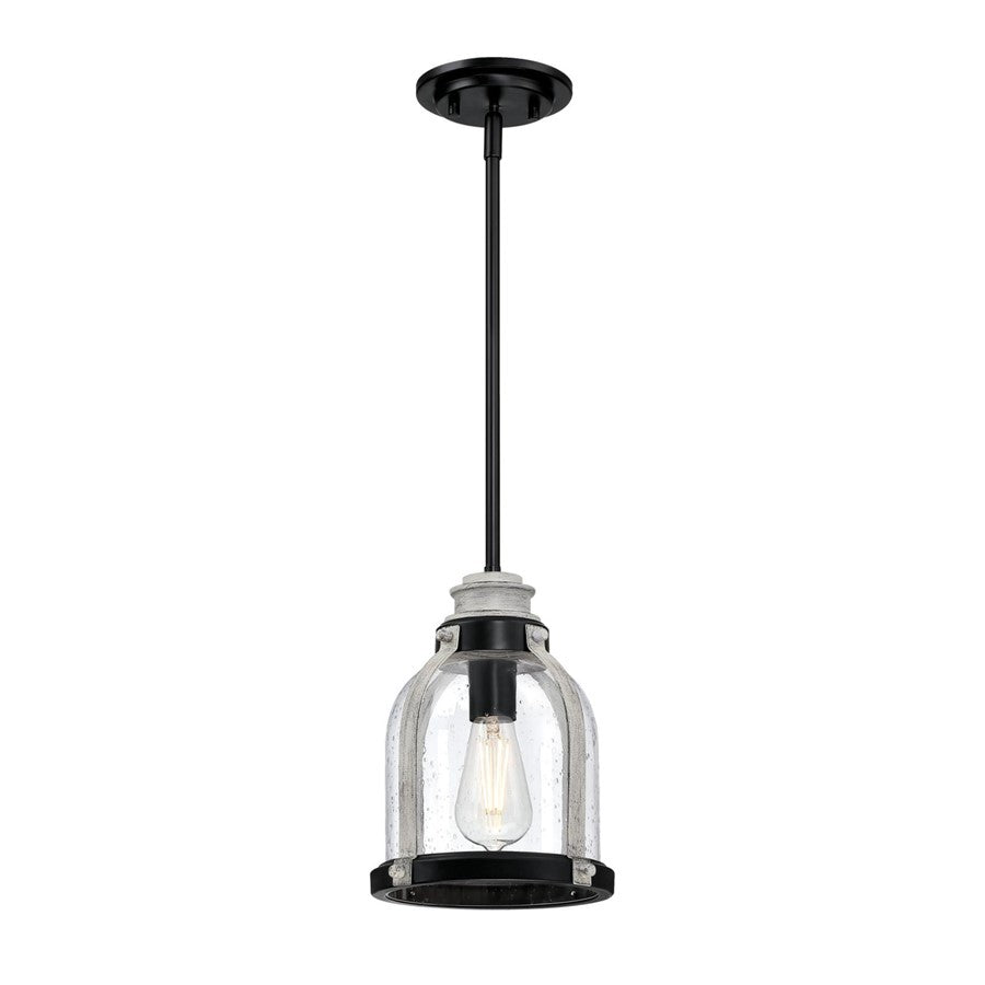Westinghouse Cindy 1Lt Pendant, Matte Black/Antique Ash/Clear Seeded - 6129700