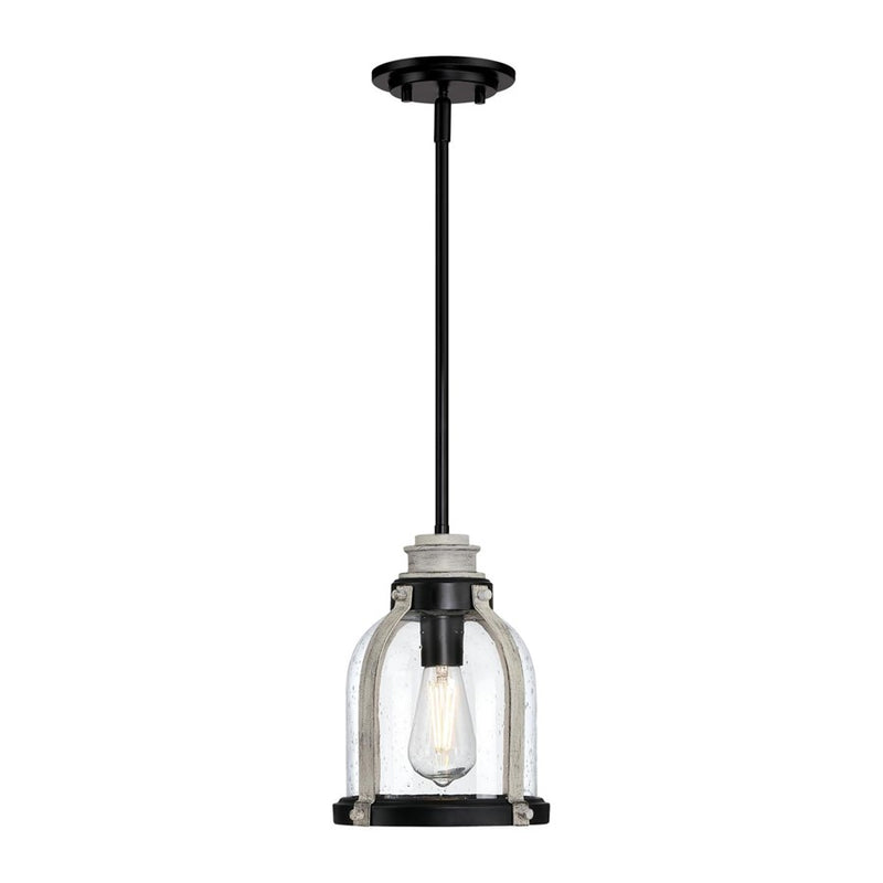 Westinghouse Cindy 1Lt Pendant, Matte Black/Antique Ash/Clear Seeded