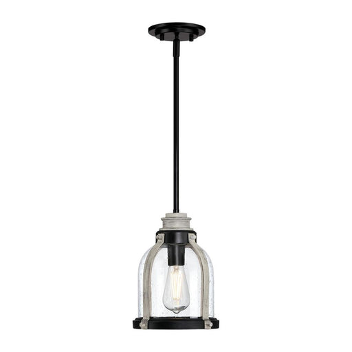 Westinghouse Cindy 1Lt Pendant, Matte Black/Antique Ash/Clear Seeded