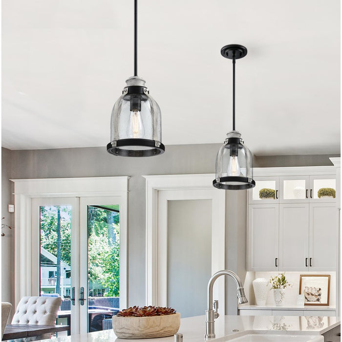 Westinghouse Cindy 1Lt Pendant, Matte Black/Antique Ash/Clear Seeded