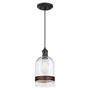 Westinghouse Tarrant 1 Light Pendant, Black-Bronze/Clear Seeded Glass - 6129800