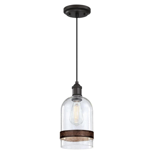 Westinghouse Tarrant 1 Light Pendant, Black-Bronze/Clear Seeded Glass - 6129800