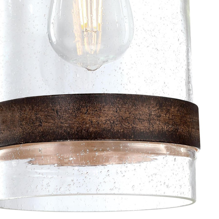 Westinghouse Tarrant 1 Light Pendant, Black-Bronze/Clear Seeded Glass