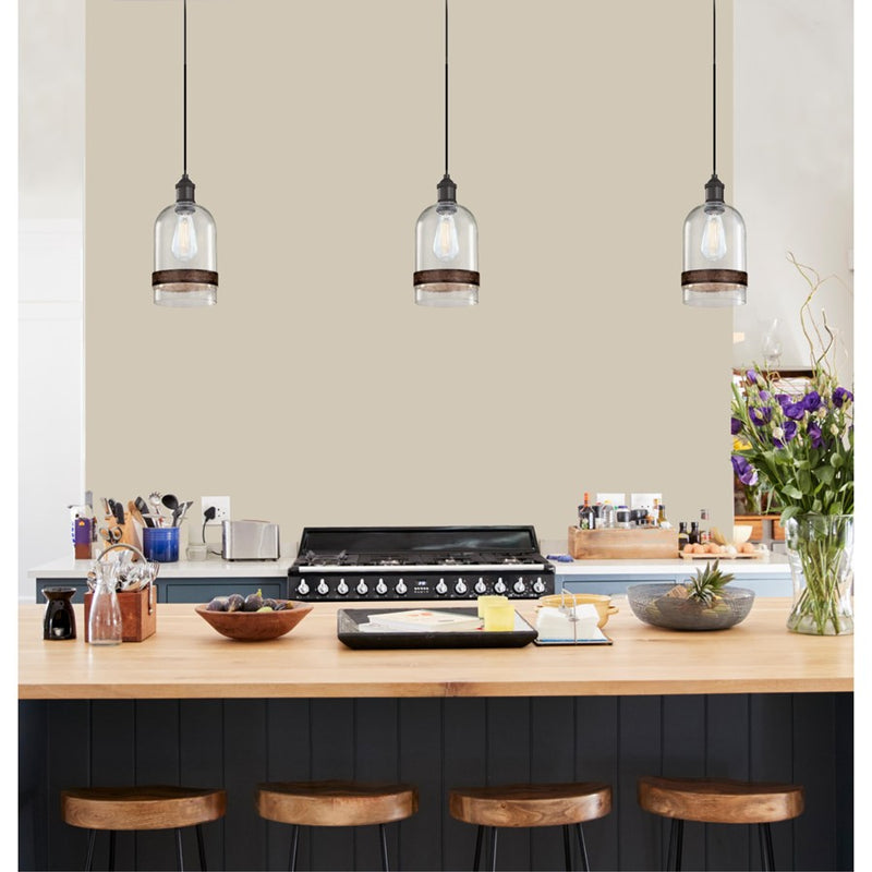 Westinghouse Tarrant 1 Light Pendant, Black-Bronze/Clear Seeded Glass