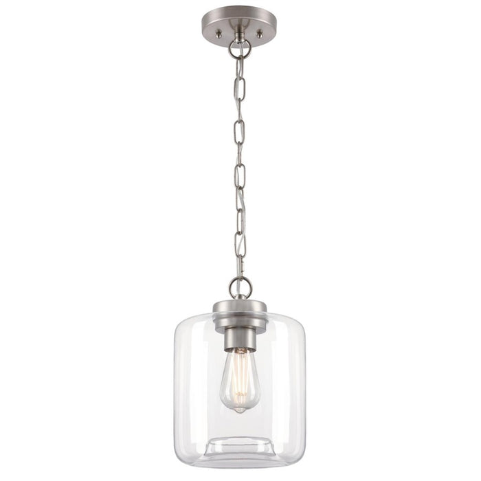 Westinghouse Judd 1 Light Pendant, Brushed Nickel/Clear Glass - 6130000