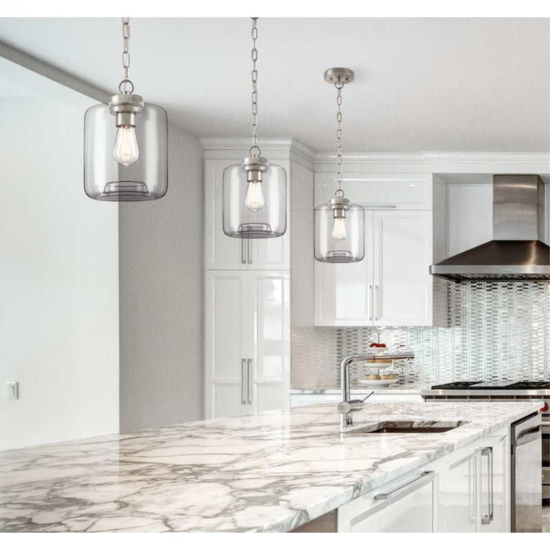 Westinghouse Judd 1 Light Pendant, Brushed Nickel/Clear Glass
