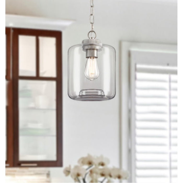 Westinghouse Judd 1 Light Pendant, Brushed Nickel/Clear Glass