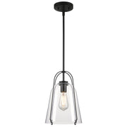 Westinghouse Kewadin 1 Light Pendant, Matte Black/Clear Glass - 6130100