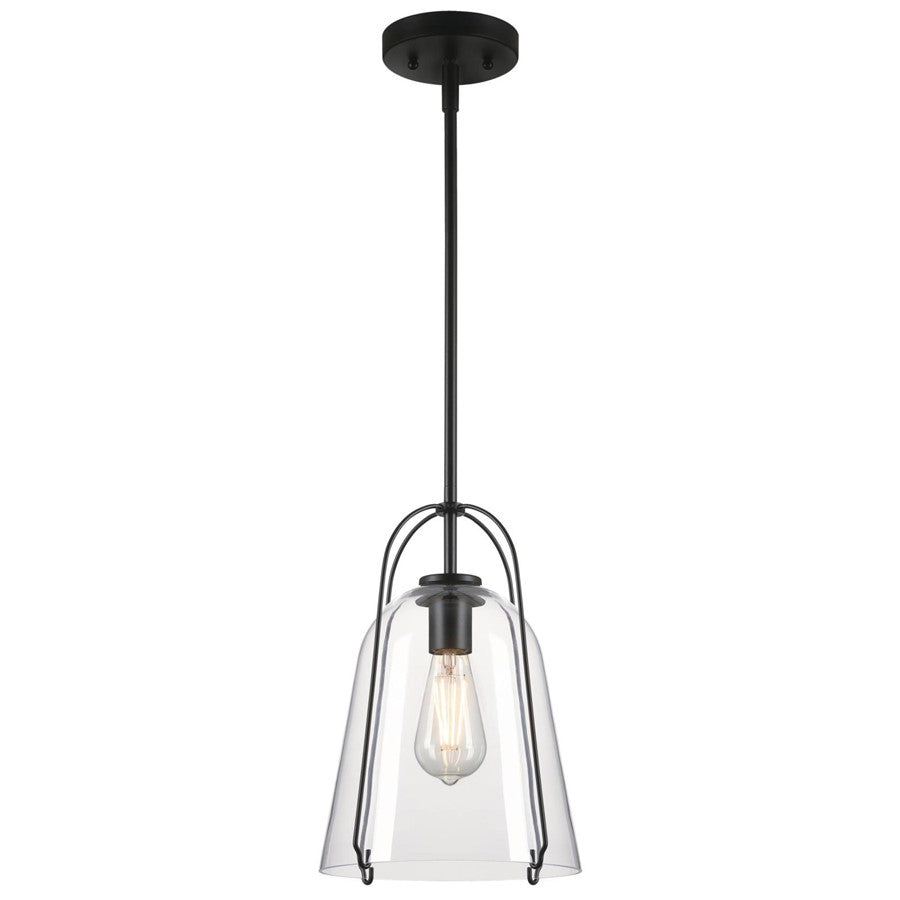 Westinghouse Kewadin 1 Light Pendant, Matte Black/Clear Glass - 6130100