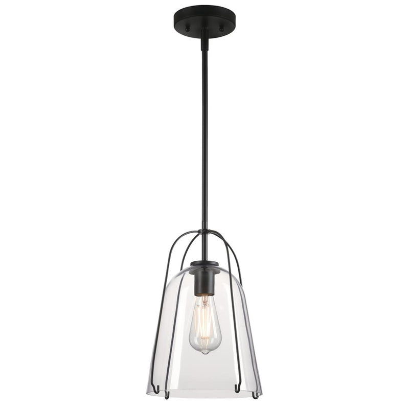 Westinghouse Kewadin 1 Light Pendant, Matte Black/Clear Glass