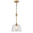 Westinghouse Aggie 1 Light Pendant, Brushed Brass/Clear Ribbed Glass