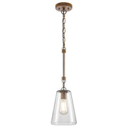 Westinghouse Biloxi 1 Light Pendant, Barnwood/Clear Seeded Glass - 6130400