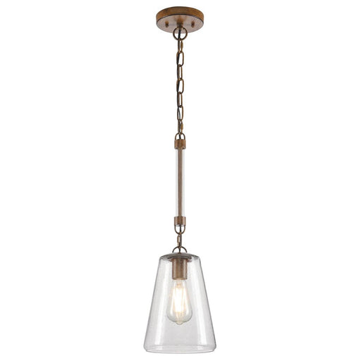 Westinghouse Biloxi 1 Light Pendant, Barnwood/Clear Seeded Glass - 6130400