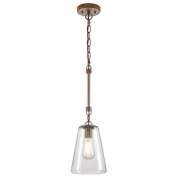 Westinghouse Biloxi 1 Light Pendant, Barnwood/Clear Seeded Glass - 6130400