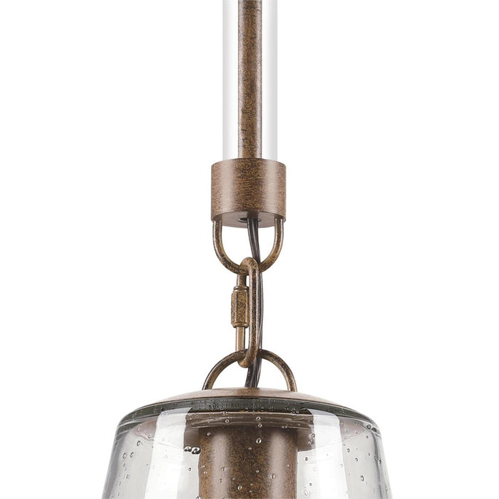 Westinghouse Biloxi 1 Light Pendant, Barnwood/Clear Seeded Glass