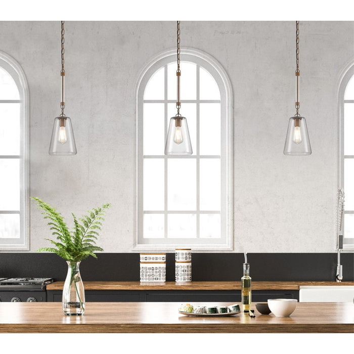 Westinghouse Biloxi 1 Light Pendant, Barnwood/Clear Seeded Glass