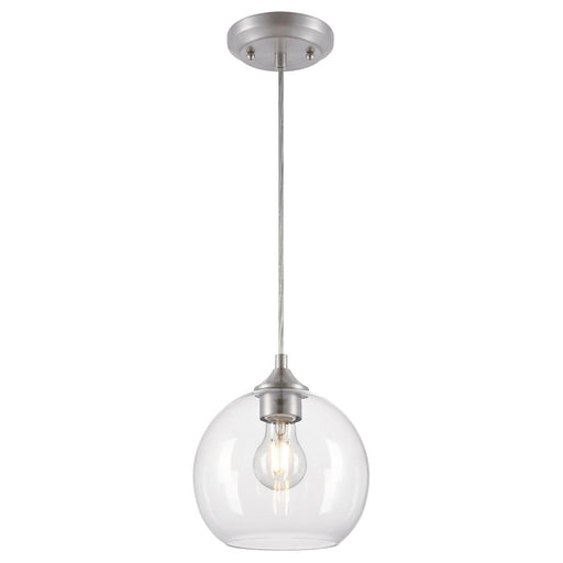 Westinghouse Tatze 1 Light Pendant, Brushed Nickel/Clear Glass - 6130500
