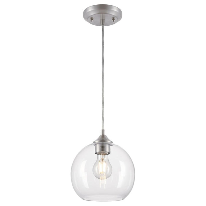 Westinghouse Tatze 1 Light Pendant, Brushed Nickel/Clear Glass - 6130500