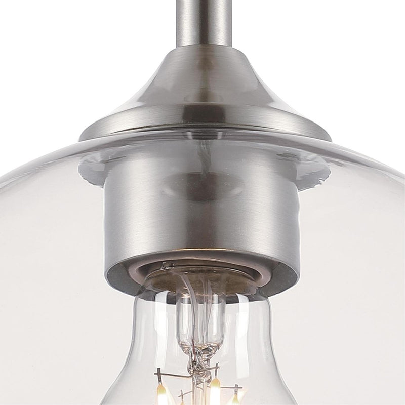 Westinghouse Tatze 7in 1-Light Mini Pendant | Contemporary Brushed Nickel and Clear Glass | Kitchen Island & Dining Room | Model 6130500