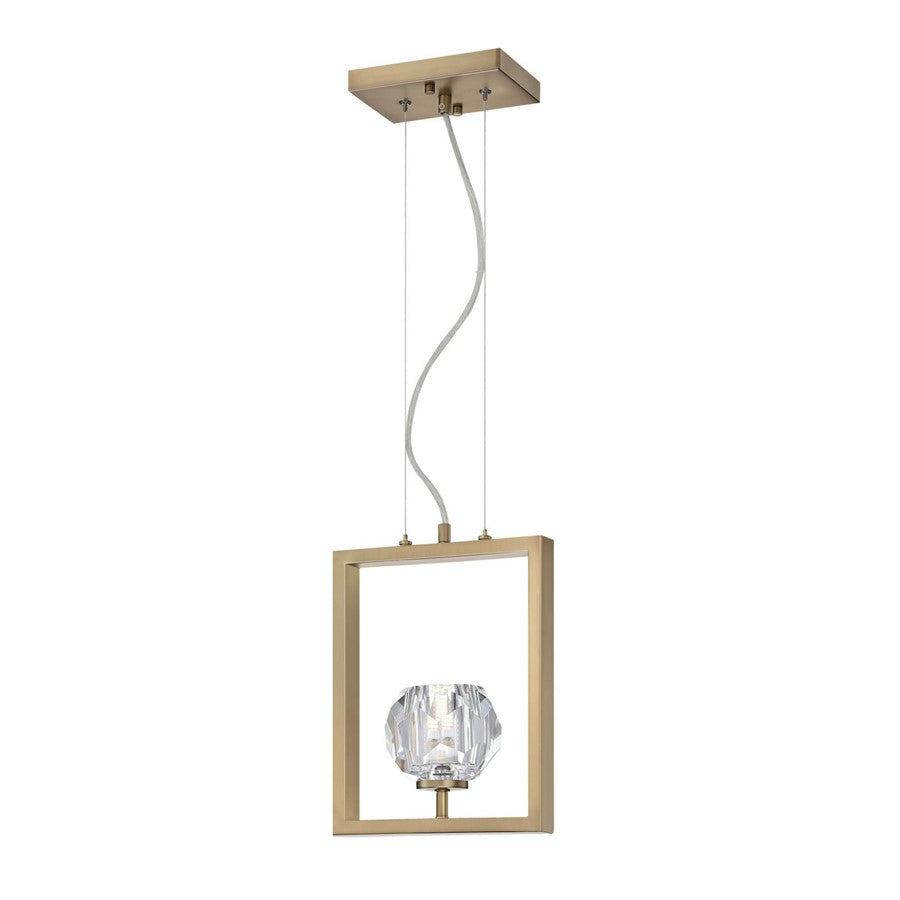 Westinghouse Zoa 1 Light Pendant, Brushed Brass/Crystal Glass - 6130900