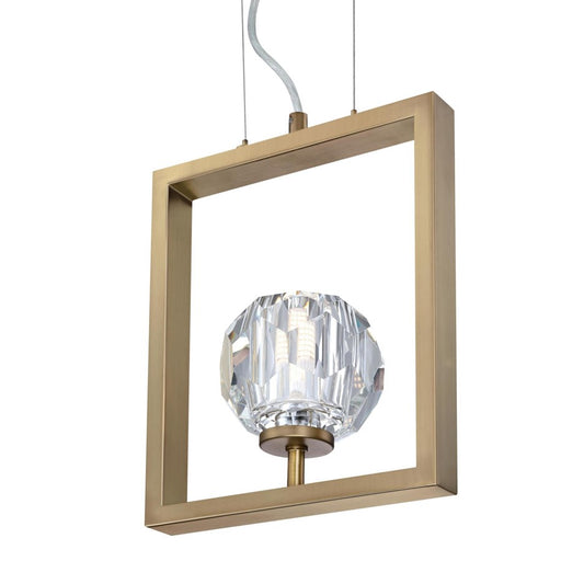 Westinghouse Zoa 1 Light Pendant, Brushed Brass/Crystal Glass