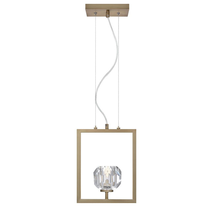 Westinghouse Zoa 1 Light Pendant, Brushed Brass/Crystal Glass