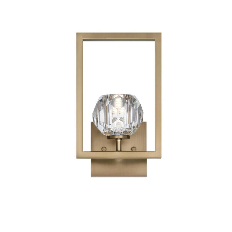 Westinghouse Zoa 7in 1-Light Wall Sconce | Contemporary Brushed Brass and Crystal Glass | Hallway & Bathroom | 7 x 6 x 12 in | Model 6131000